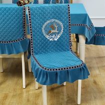 加厚连体椅套高档餐桌布椅子套罩一体家用餐桌椅子套防滑坐垫套装