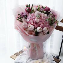 鲜花绣球粉玫瑰花束全国同城当天生日情人节母亲节送客户探访年会