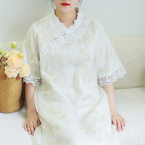 【买二送一】夏新品重工刺绣旗袍连衣裙大码花边新中式旗袍裙