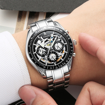阿帕琦正品精钢多功能时尚悠闲潮流镂空防水商务机械手表