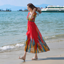 雪纺连衣裙2023新款女装长裙超仙民族风气质显瘦海边度假沙滩裙