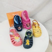 新款夏季巴西儿童男童女宝宝软底防滑洞洞鞋魔术贴包头凉鞋