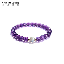 CrystalC天然乌拉圭深紫水晶手链女生ins风灰月光石简约手串礼物