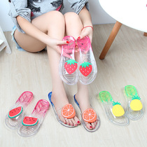 夏季水果水晶个性可爱塑料凉拖鞋女室内居家透明清凉防滑平底一字