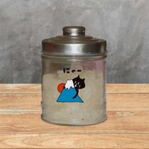惊讶猫日式玻璃食品储物罐方糖圆形罐咖啡粉密封罐卡通奶粉防霉罐