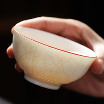 茶杯主人杯个人汝窑茶盏单个男女专用大杯陶瓷羊脂玉喝茶一杯品茗