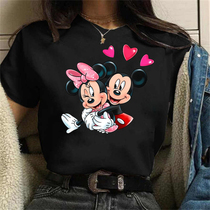Mouse Woman T Shirt时尚新款卡通老鼠印花男女情侣装T恤圆领短袖