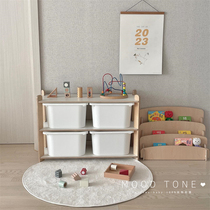 韩国ins儿童玩具收纳架木制大容量家用客厅宝宝置物架多层收纳筐