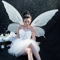 节日装扮背饰精灵蝴蝶白翅膀成人婚纱拍照摄影写真电动千树道具