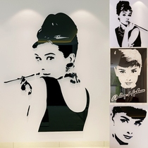 奥黛丽赫本墙贴画创意人物3d立体客厅房间墙面卧室内背景墙壁装饰