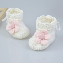 秋冬款新生宝宝步前鞋婴儿系带高筒公主鞋0-12个月女幼儿花朵鞋子