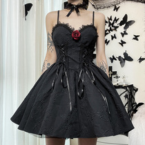 洛丽塔蔷薇玫瑰晚礼服连衣裙女漫展穿搭黑色蕾丝蓬蓬裙哥特公主裙