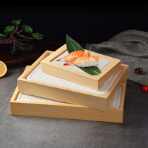 日式长方形刺身专用冰盘鱼生冰板木托高档寿司盘料理盛器海鲜冰盒