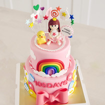 广州馨馨翻糖蛋糕模型2/3层新款小王子彩虹卡通儿童生日仿真蛋糕