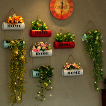 工业风铁艺复古壁挂餐厅花篮挂件仿真绿植创意墙上挂饰墙面装饰品