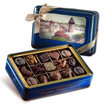 瑞士进口零食礼品Bachmann混合果仁糖夹心巧克力金属罐装礼盒200g