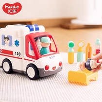 汇乐新款救护车电动儿童男女孩汽车仿真模型医生护士打针玩具早教