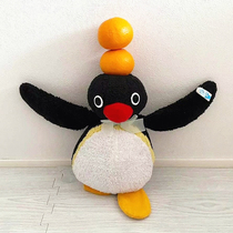 现货日本正版pingu企鹅家族毛绒公仔玩具丝带领结玩偶送朋友礼物