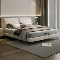 床现代简约主卧高端大气2米x2米大床意式轻奢头层牛皮婚床真皮床