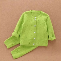 婴儿毛衣套装羊毛衫开衫0-5-6-10-12个月小月龄宝宝洋气小套装春