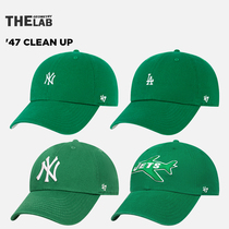 47brand春夏季MLB绿色字母B帽子女软顶刺绣LA鸭舌帽百搭ny棒球帽