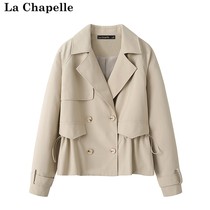 拉夏贝尔/La Chapelle小个子风衣女秋装新款工装短款夹克上衣外套