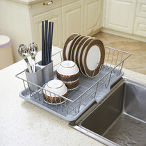 沥水架放碗架+碗碟架水槽 碗筷厨房用品水池碗盘晾碗架金属洗碗架