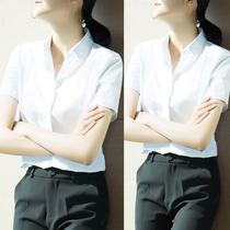 雀后白衬衫女短袖职业2024夏季薄款工装高级感气质正装工作服衬衣