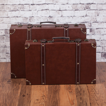 英伦欧式复古手提箱整理储物木箱子收纳橱窗陈列摄影道具木质皮箱