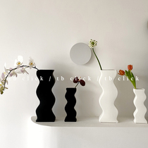 Click北欧曲线扭扭花瓶桌面陶瓷摆件简约装饰插花器置物陈列道具