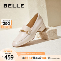 百丽气质通勤乐福鞋秋季新款女鞋子商场高跟鞋真皮单鞋BZ520CA3