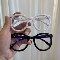 黑色粗框简约眼镜新款韩版文艺复古个性平光眼镜框女潮大圆脸显瘦