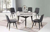 北欧实木大理石餐桌圆桌现代简约大小户型家用吃饭圆形餐桌带转盘