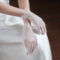 WG062睫毛蕾丝婚纱手套 简约白色短款薄纱婚礼晚宴新娘结婚手套