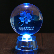发光水晶球桌面小摆件星空透明玻璃球装饰品创意生日礼物女生女孩