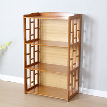楠竹仿古书架中式简易书柜客厅落地创意组合置物架实木多层储物柜