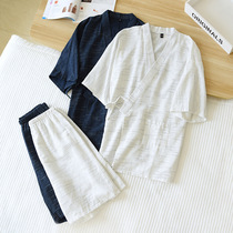 夏季薄款纯棉日式和服睡衣男短袖短裤全棉家居服开衫系和风日系