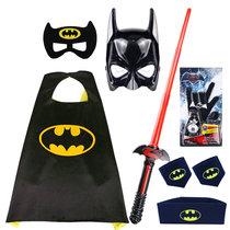 万圣节玩具表演服装道具男cos蝙蝠侠儿童发光面具披风声光剑套装