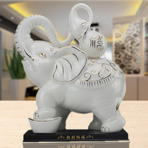 陶瓷大象摆件白色一对招财工艺品客厅装饰办公室风水摆设家居饰品