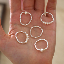 闪耀碎银子天然淡水珍珠戒指指环925银小众设计高级感轻奢 JZ515