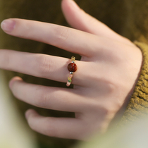 玛瑙天然石戒指女设计小众时尚个性轻奢碧玺高级感素圈指环尾戒子