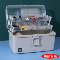 <em>五金工具箱</em>螺丝零件收纳盒家用多功能渔具杂物手提多层透明整理箱