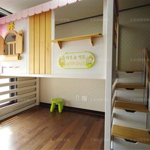 实木儿童床单层高架床韩式男孩女孩子母床带楼梯柜储物床树屋床
