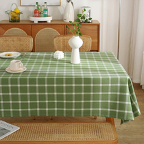 田园格子棉麻布艺餐桌布绿色方格子亚麻加厚大格子台布茶几盖巾