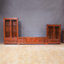 缅甸花梨木电视柜新中式三组合实木地柜大果紫檀听视柜红木客厅柜