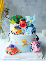 儿童生日蛋糕装饰卡通回力小汽车飞机摆件男孩生日主题蛋糕装扮