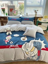 男孩儿童纯棉四件套奥特曼卡通全棉床单被套床上用品三件套床笠款