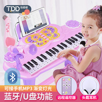 儿童电子琴女孩初学者带话筒可弹奏音乐玩具宝宝多功能小钢琴3岁6