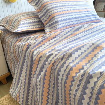 纯棉优质老粗布床单三件套加厚夏季亚麻软凉席榻榻米炕单波纹睡单