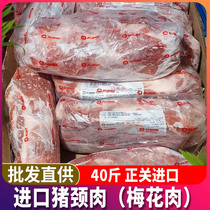 进口猪颈肉40斤 新鲜冷冻猪颈肉梅花肉日式叉烧肉烤肉猪肉商用